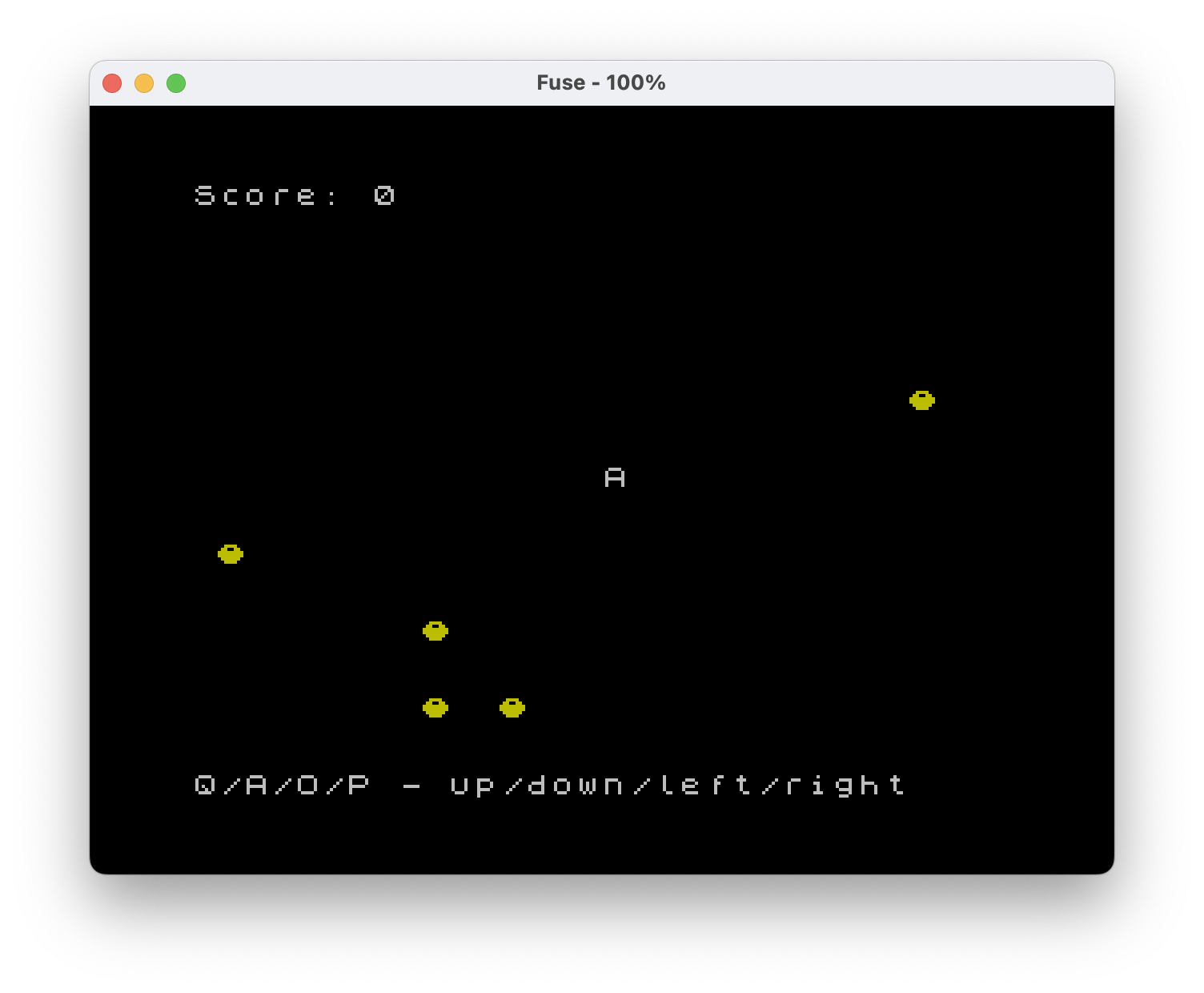 Screenshot of the prototype using UDG characters for graphics